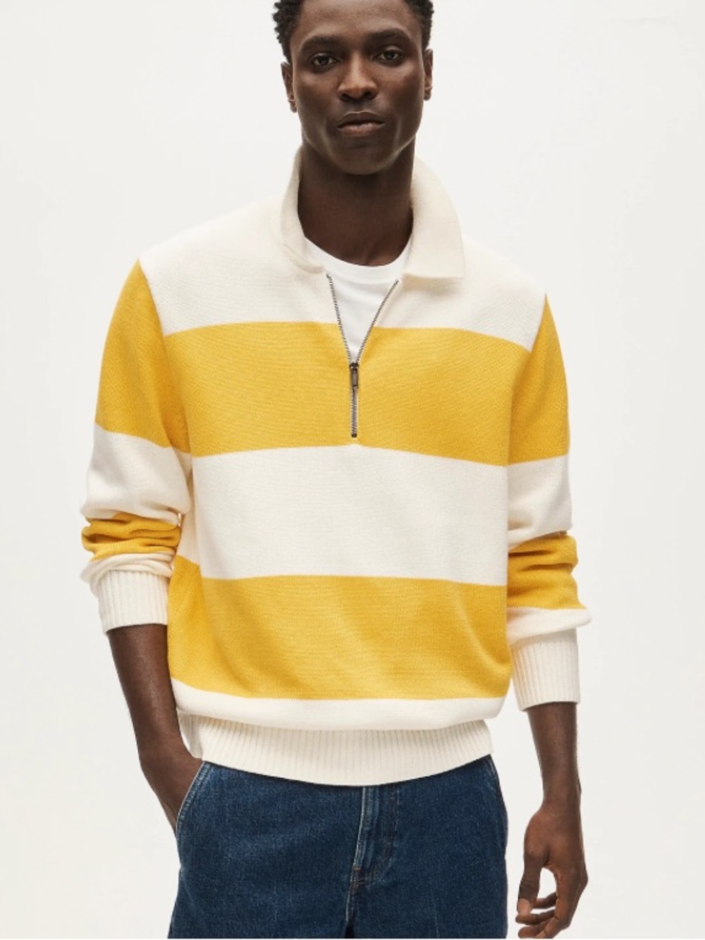 J crew Heritage cotton quarter-zip sweater in stripe